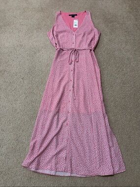 French Connection Pink Printed Sleeveless Button-Front Maxi Dress